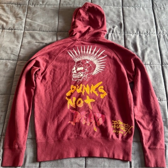Ed Hardy Other - Ed Hardy Punks Not Dead Full Zip Hoodie, studded and embellished NWT